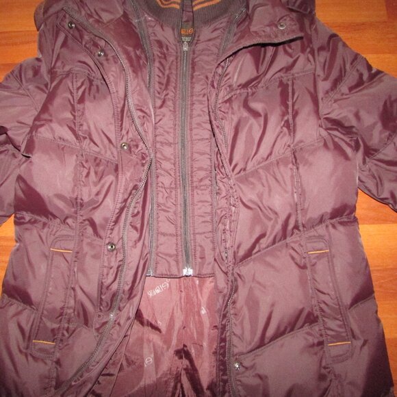 Maroon Brown Down Long Winter Puffer Coat - XL - Picture 12 of 15